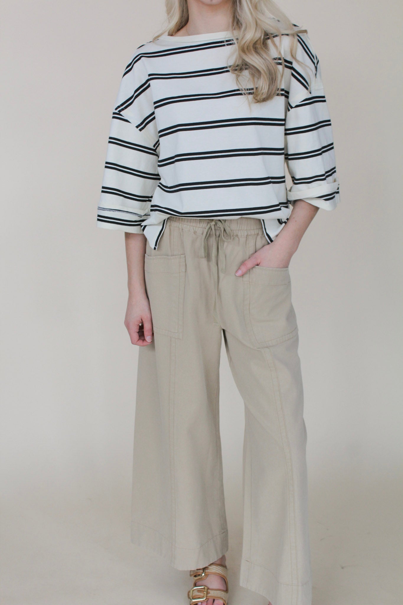 Mineral Wash Wide Leg Elastic Pant