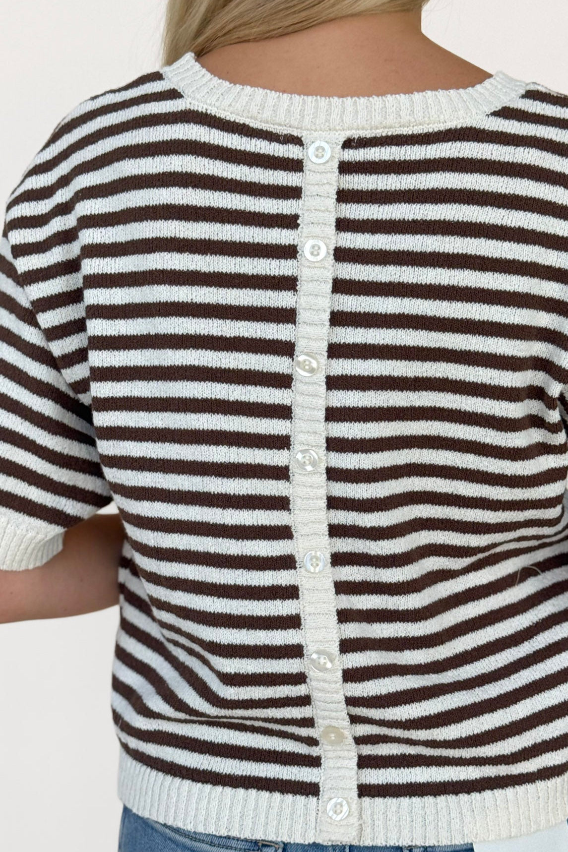 Ashley Stripe Short Sleeve Sweater