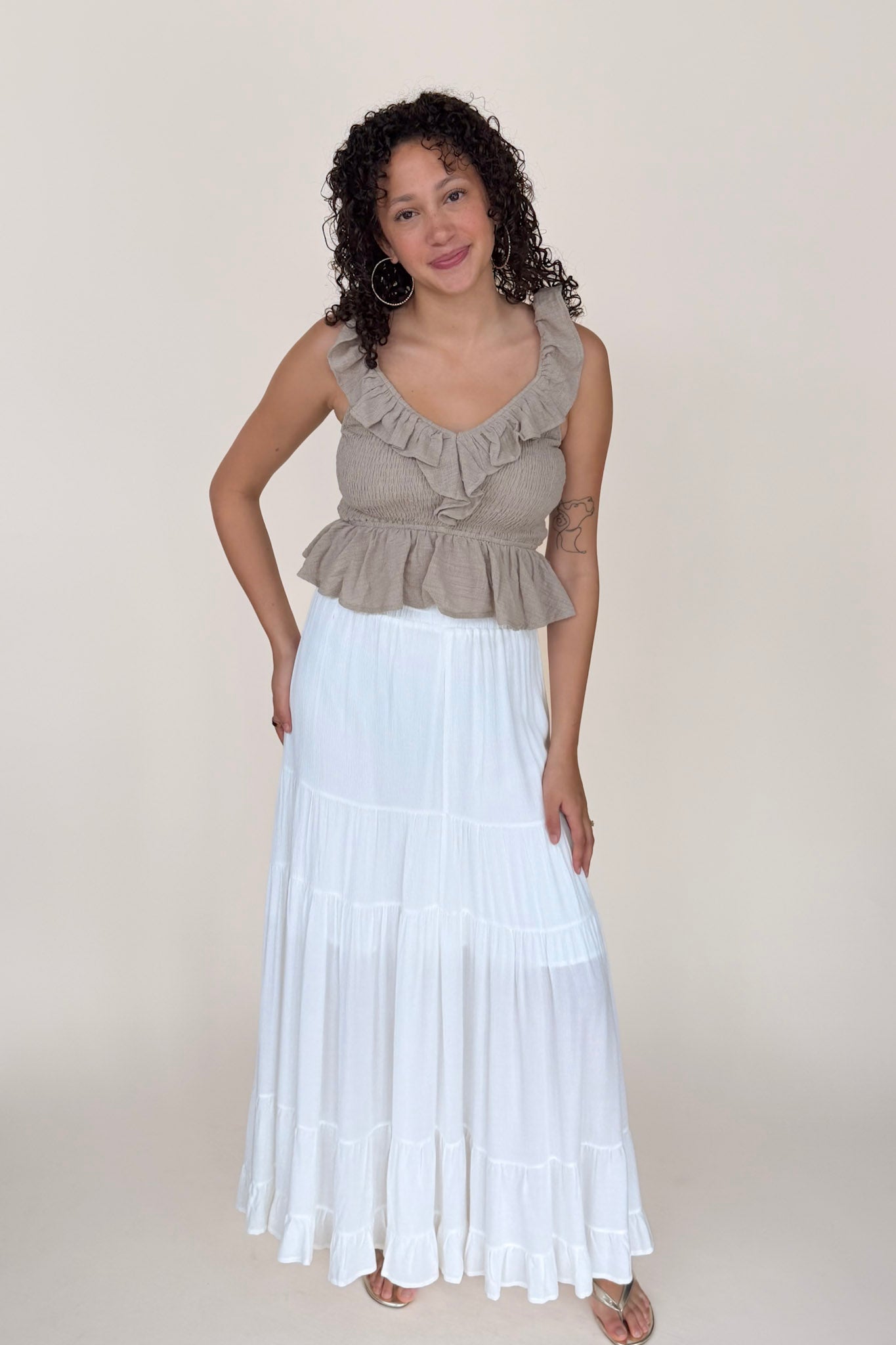 Sarah Gauze Ruffle Tank