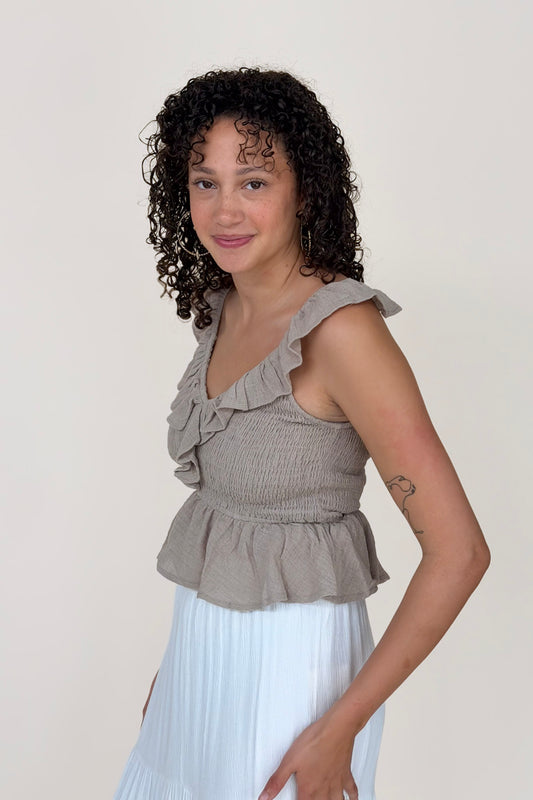 Sarah Gauze Ruffle Tank
