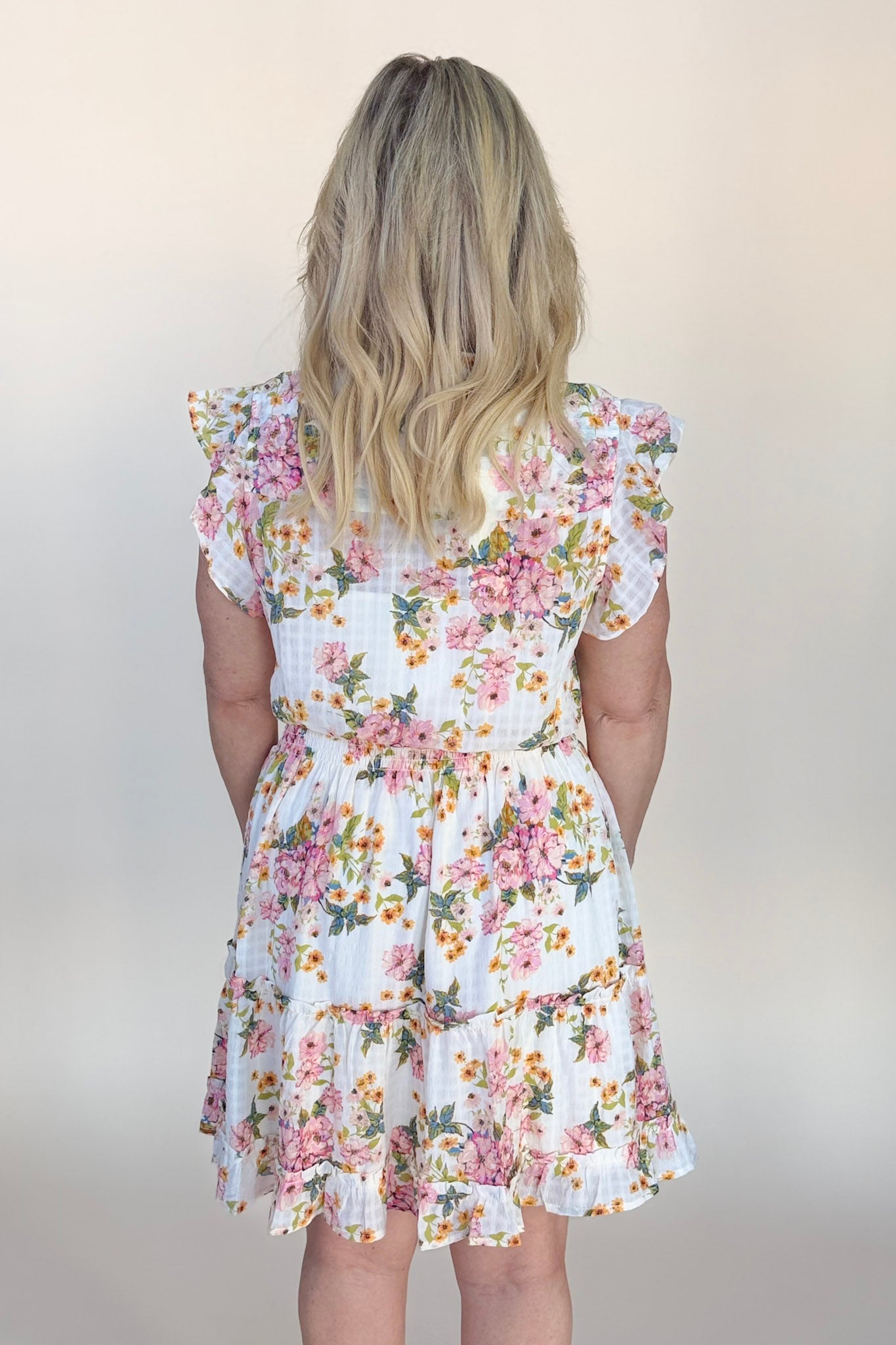 Floral Flutter Sleeve Dress