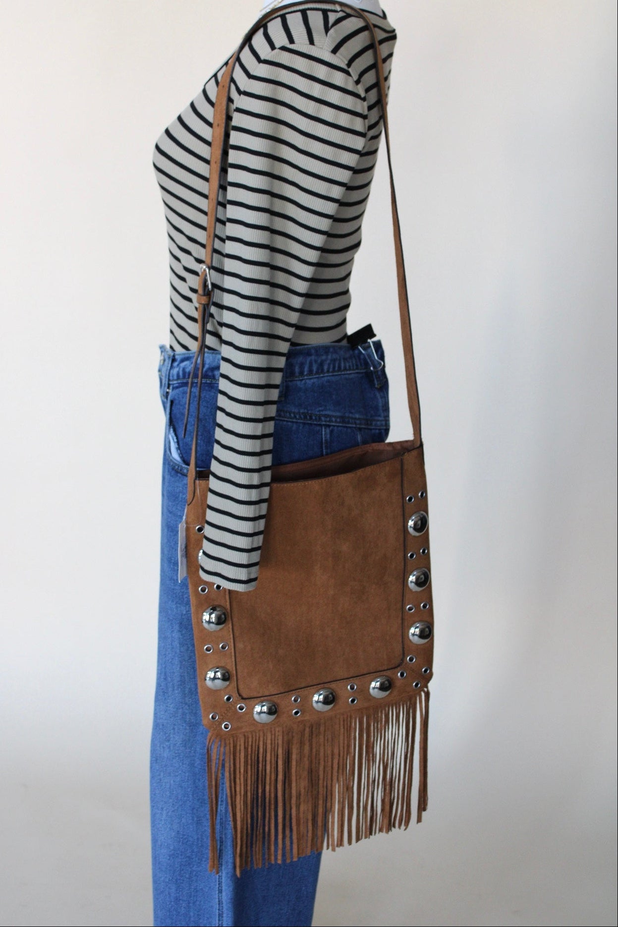 Suede Grommet Tote Bag