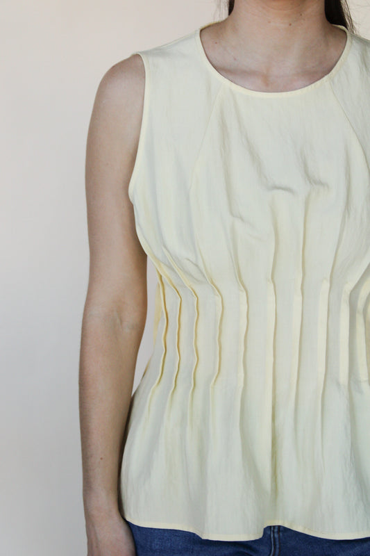 Pleated Peplum Sleeveless Top