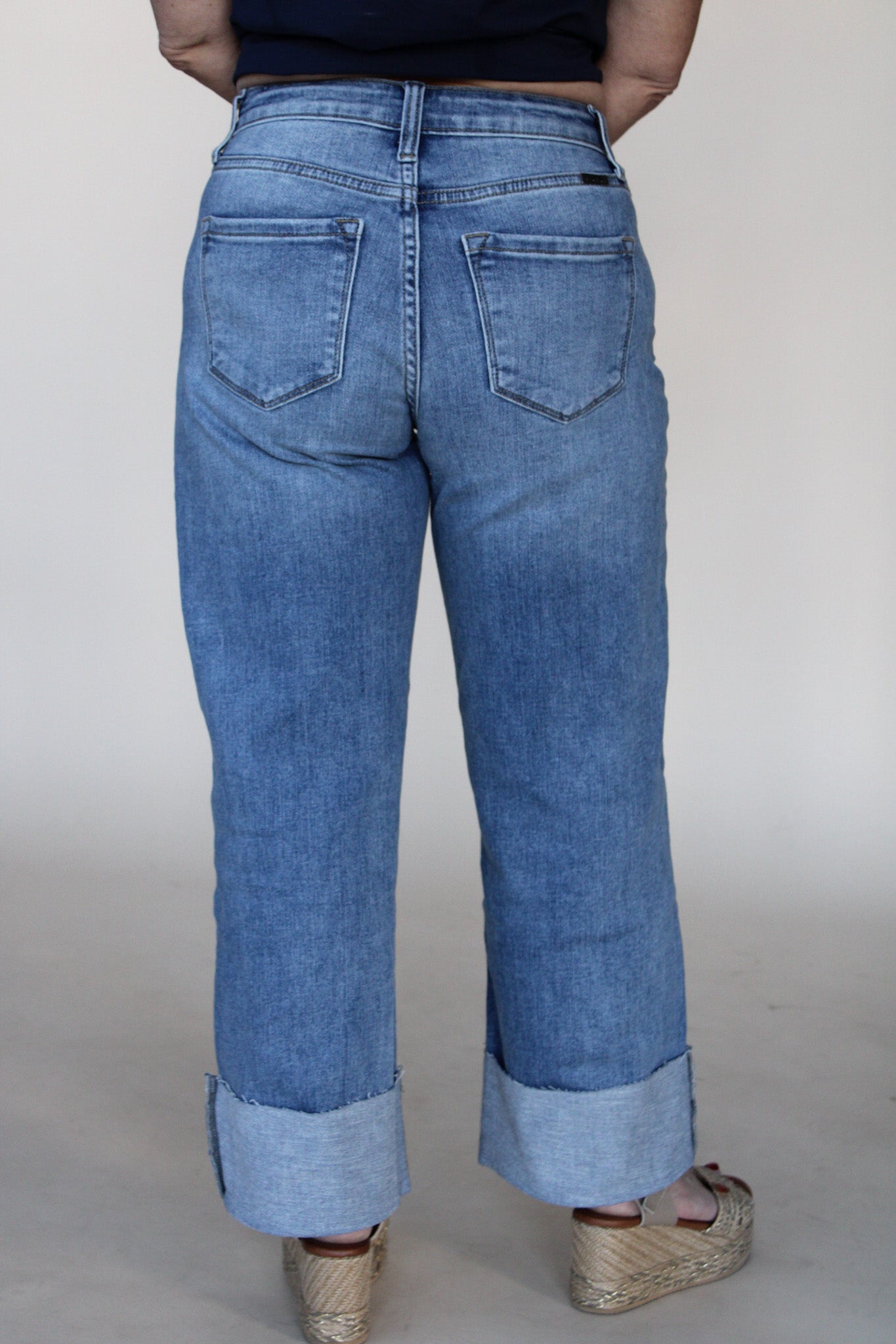 Cuffed High Rise Wide Leg Jean