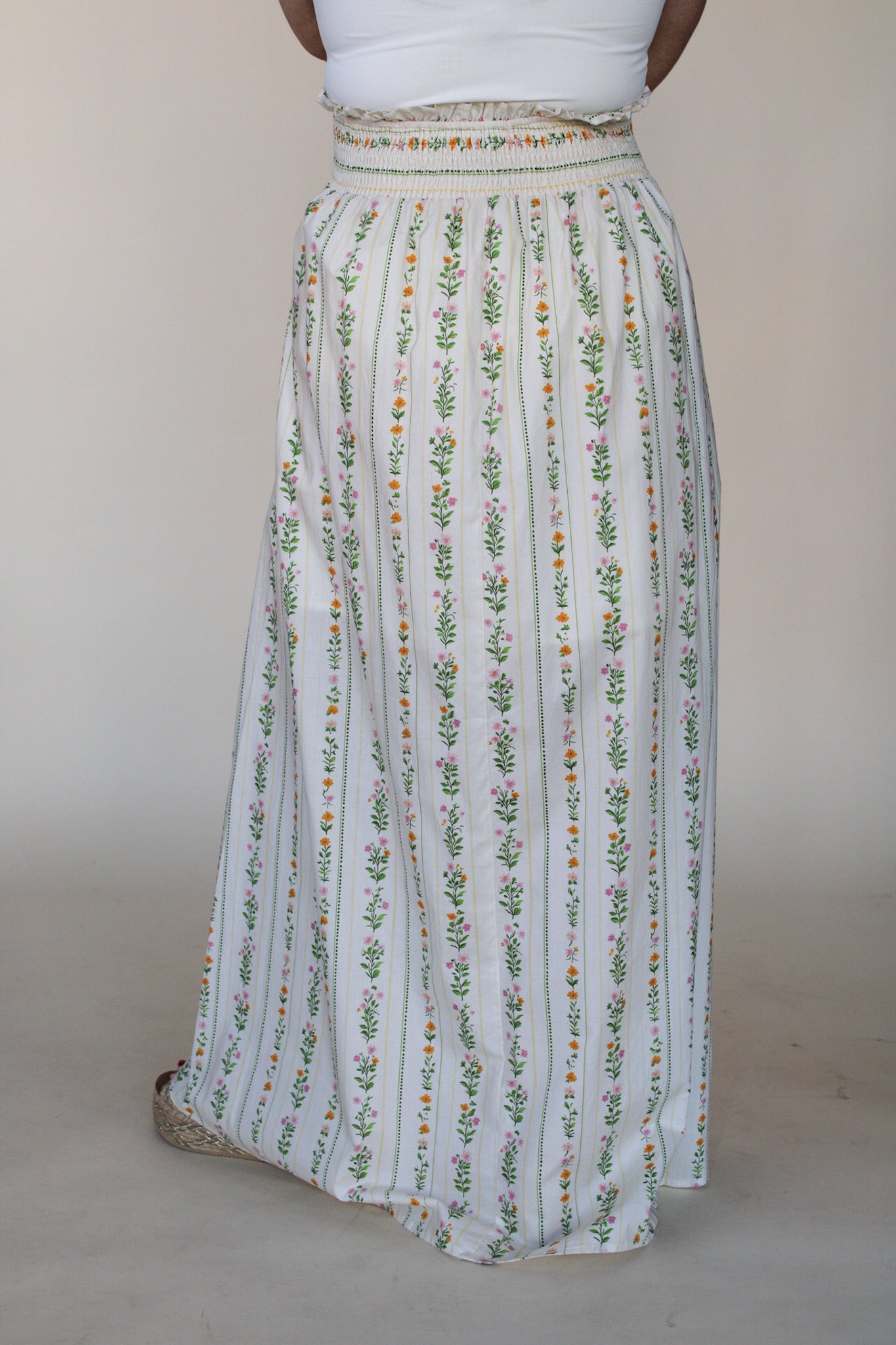 Iris Floral Stripe Maxi Skirt