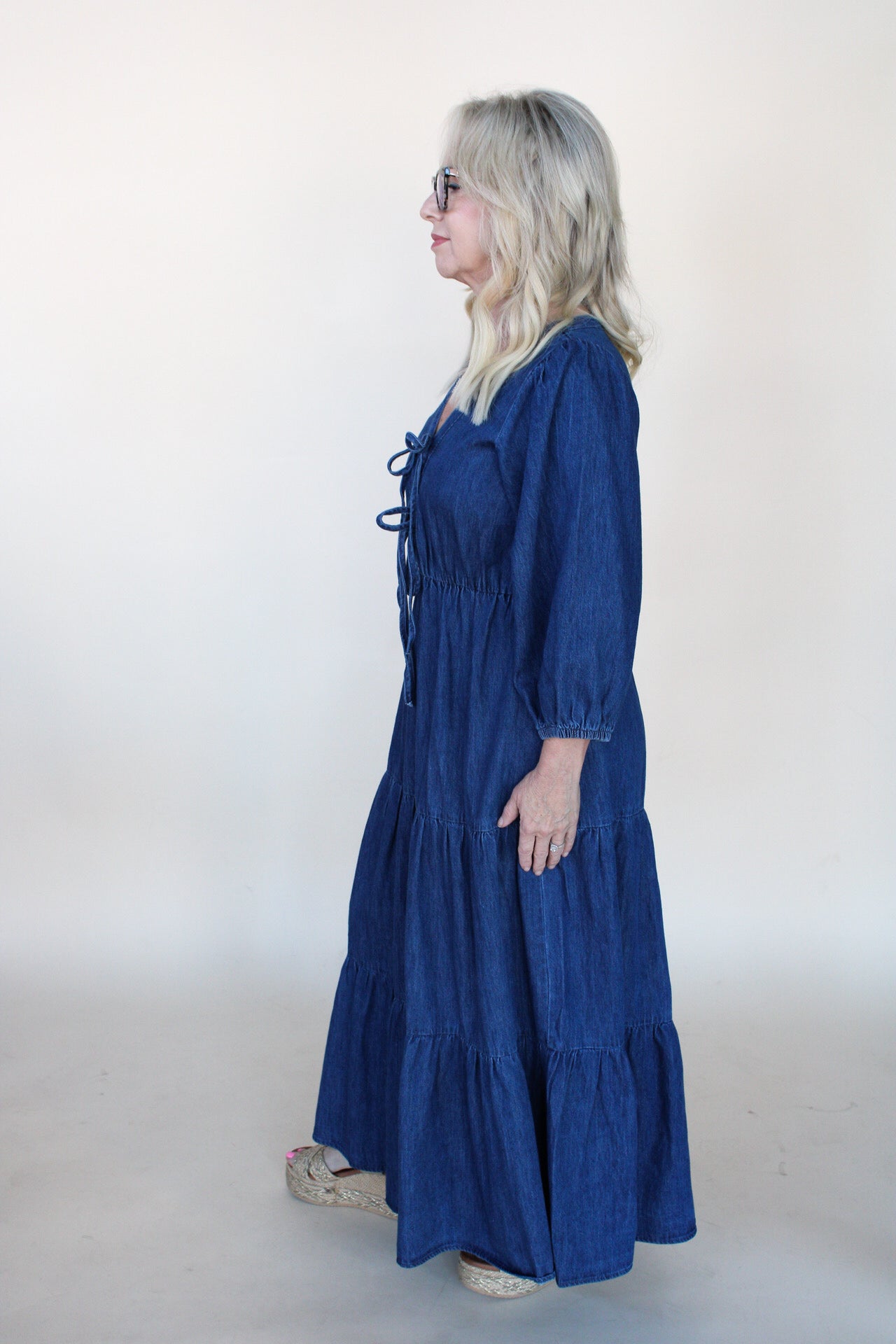 Cheyenne Denim Tie Midi Dress