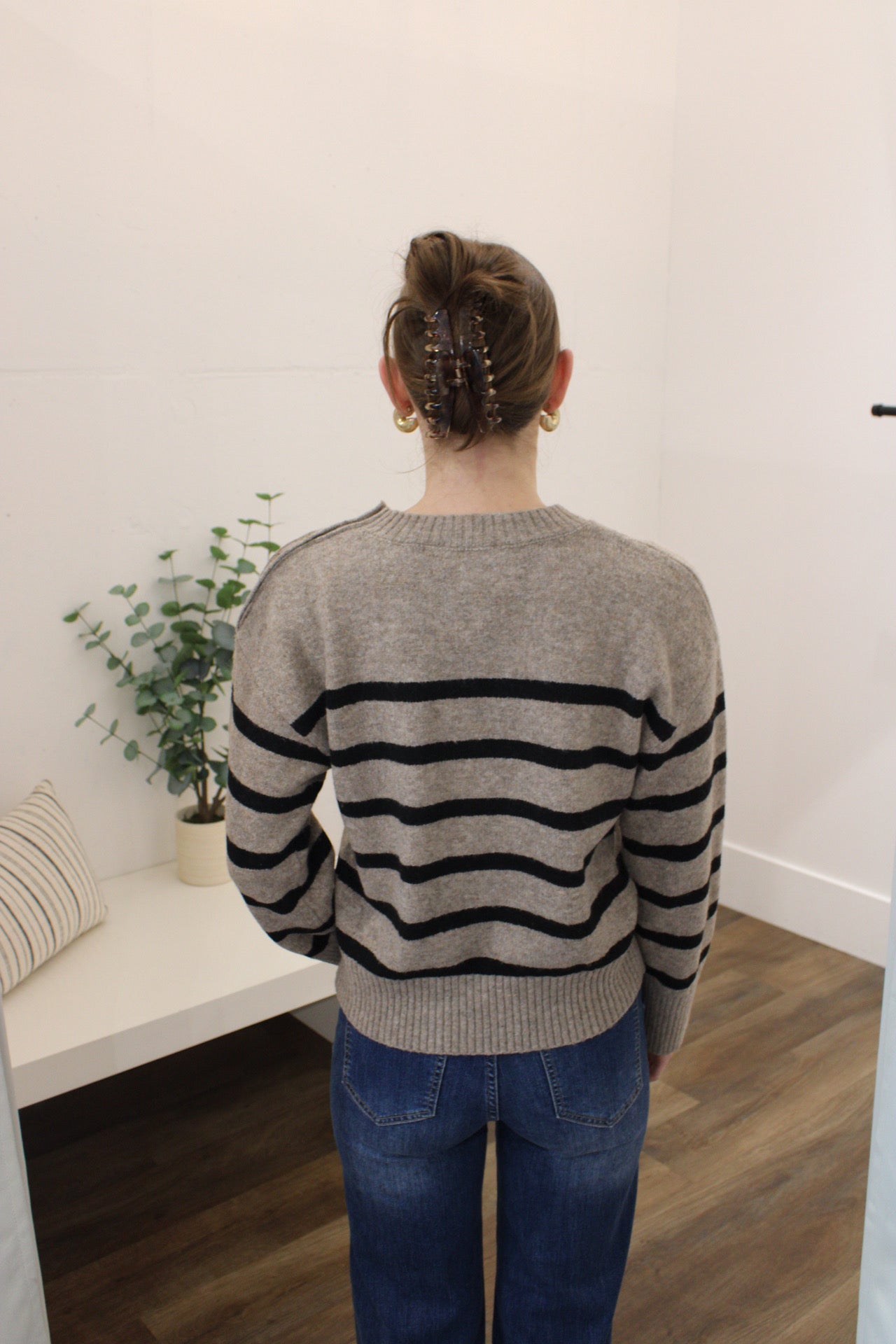 Jenny Striped Button Sweater