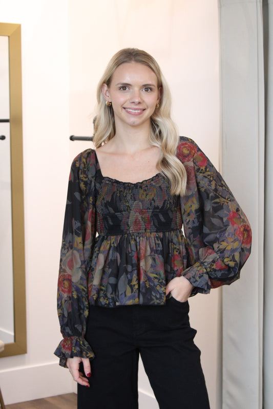 Iris Floral Peplum Top
