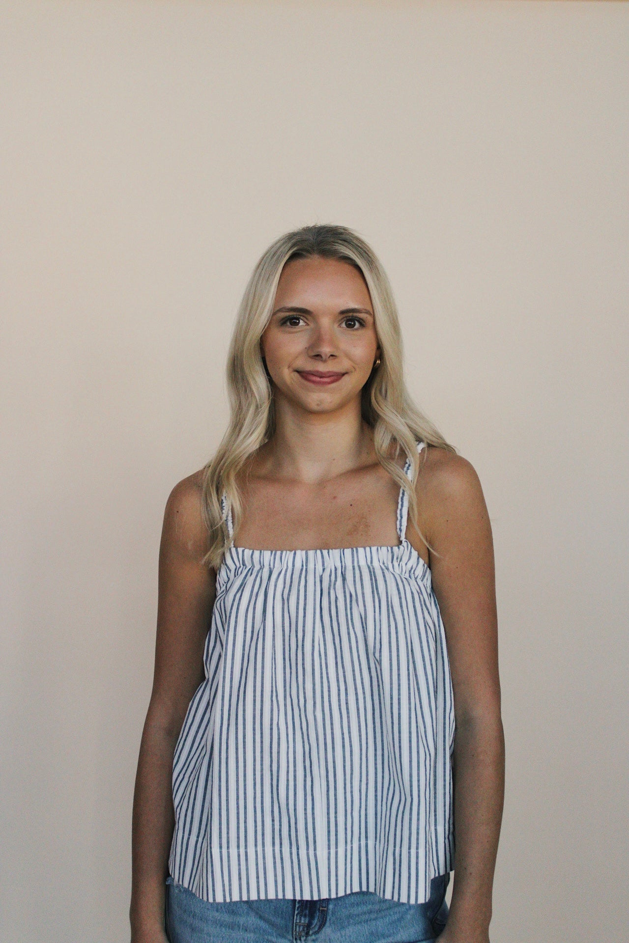 Woven Striped Sleeveless Top