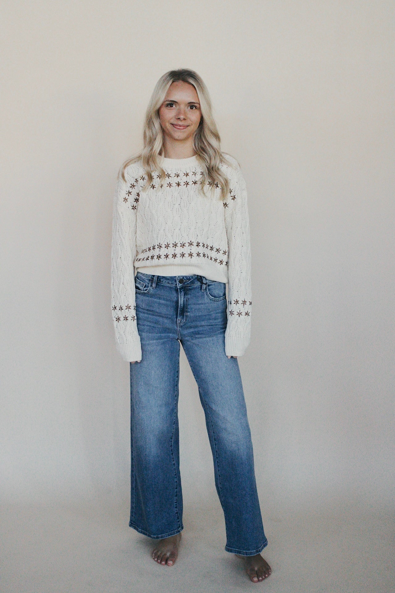 Flower Embroidered Sweater