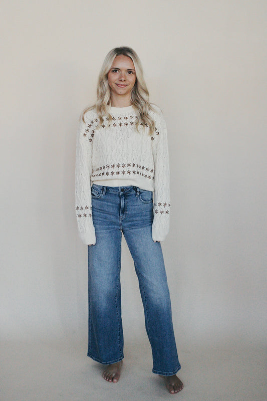 Flower Embroidered Sweater