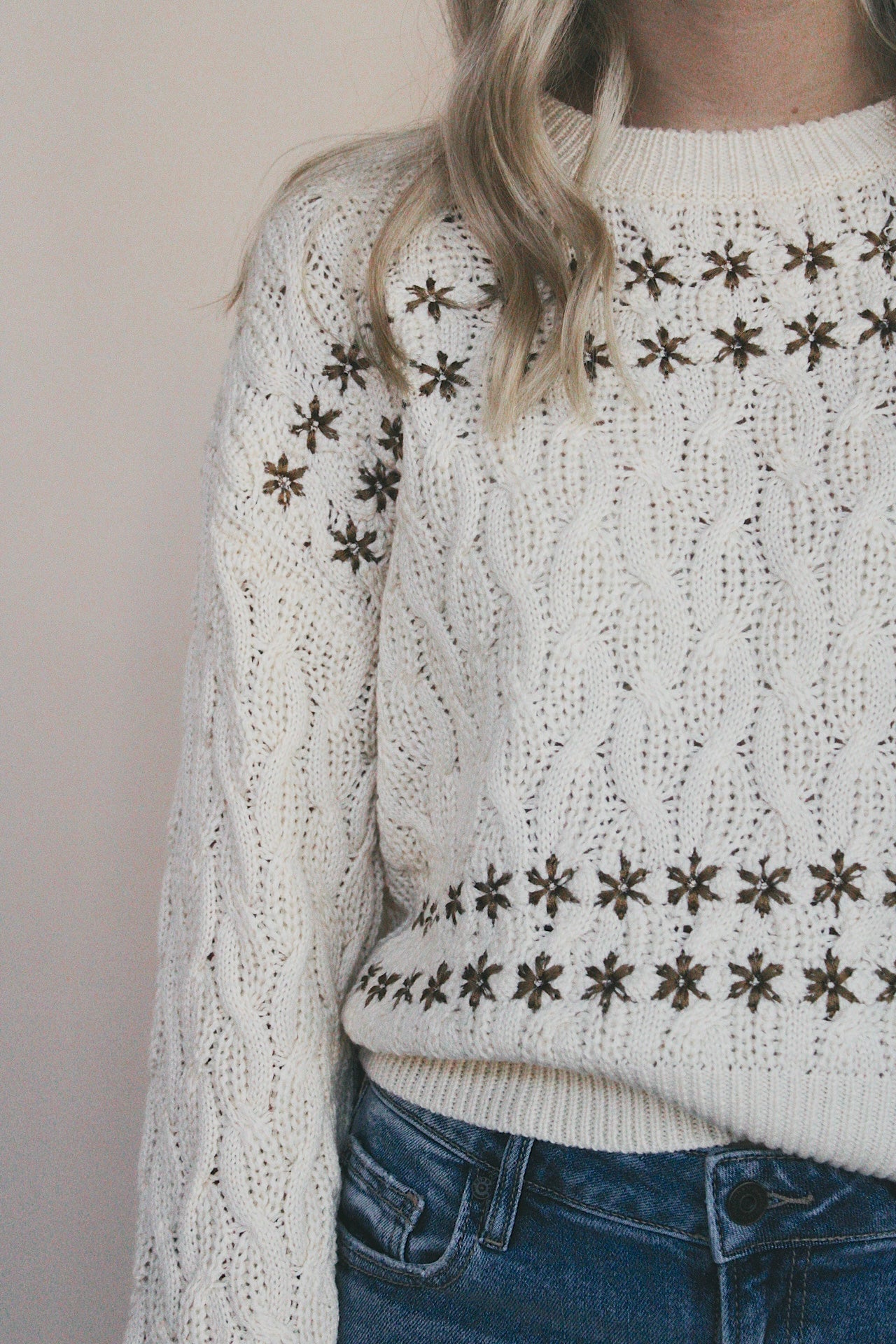 Flower Embroidered Sweater