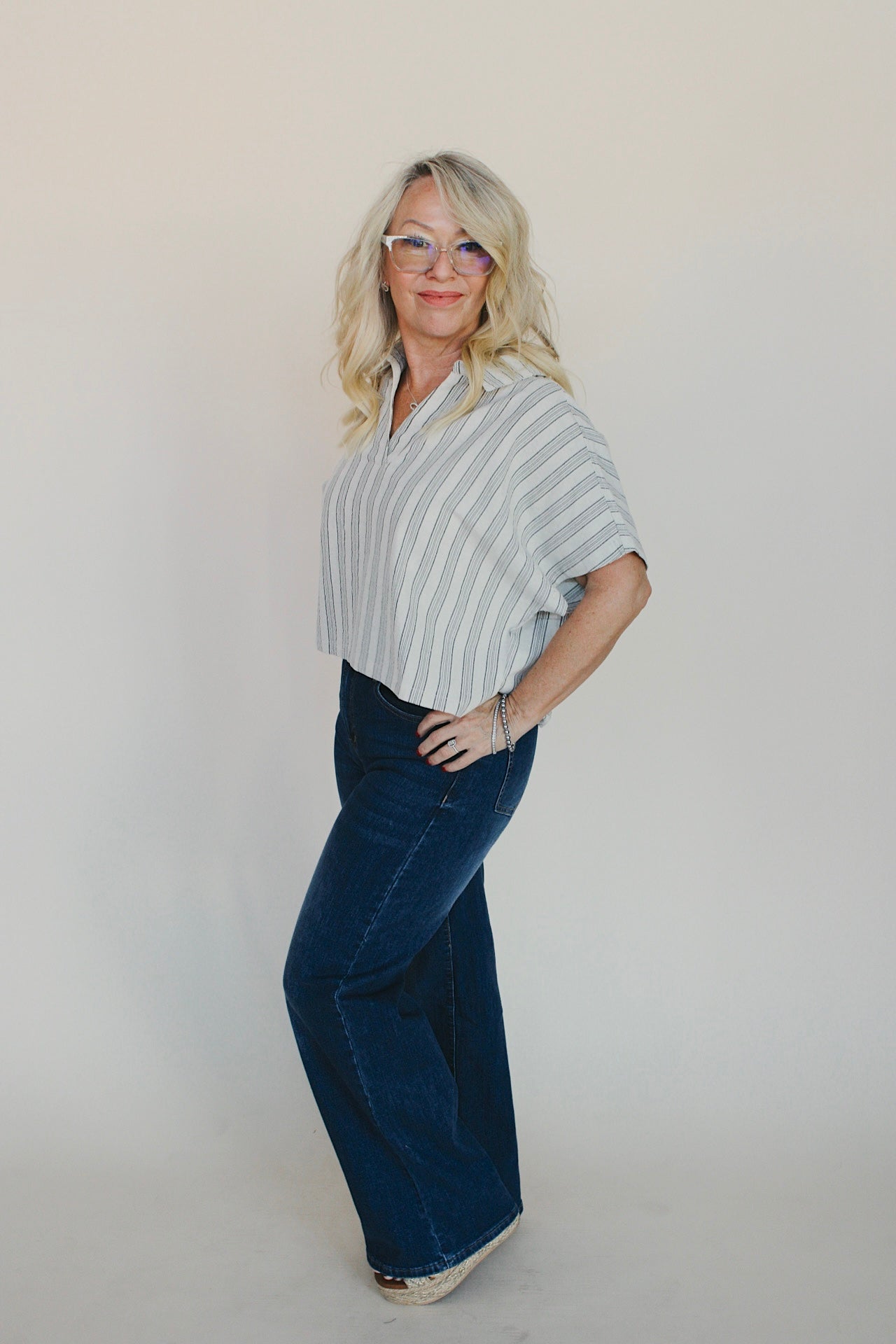 Striped Cropped Dolman Top