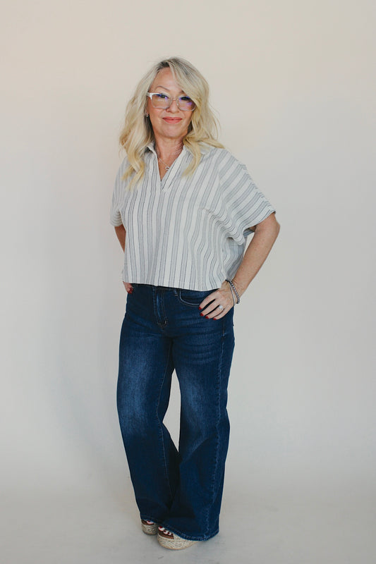 Striped Cropped Dolman Top