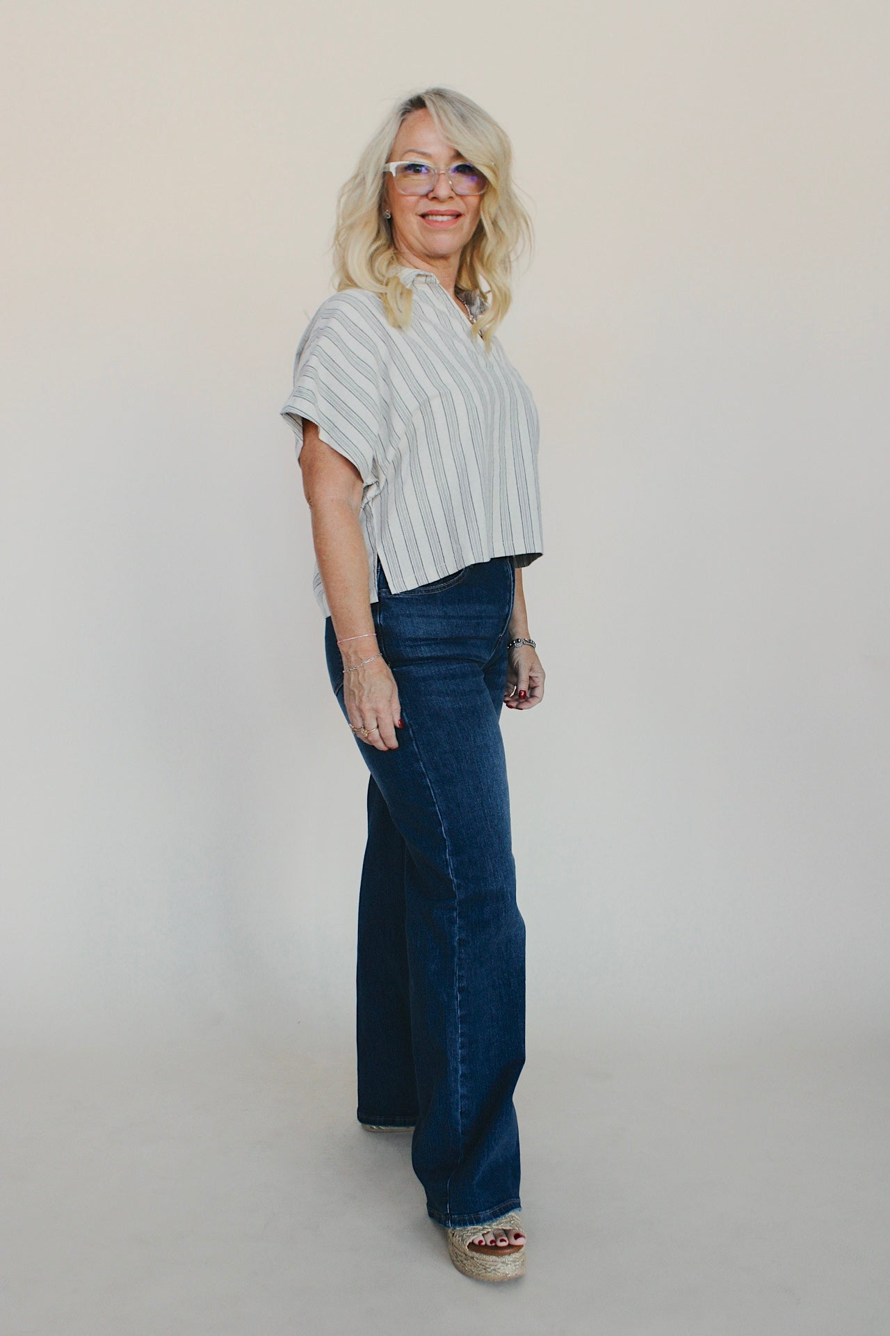 Striped Cropped Dolman Top