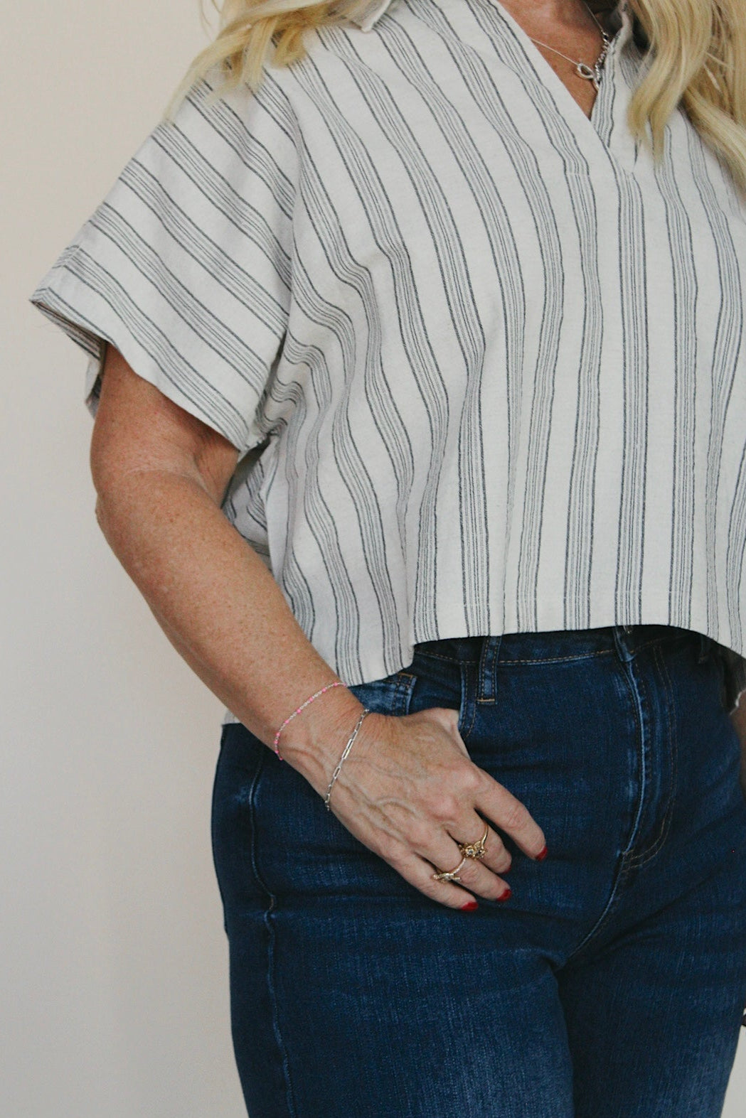 Striped Cropped Dolman Top