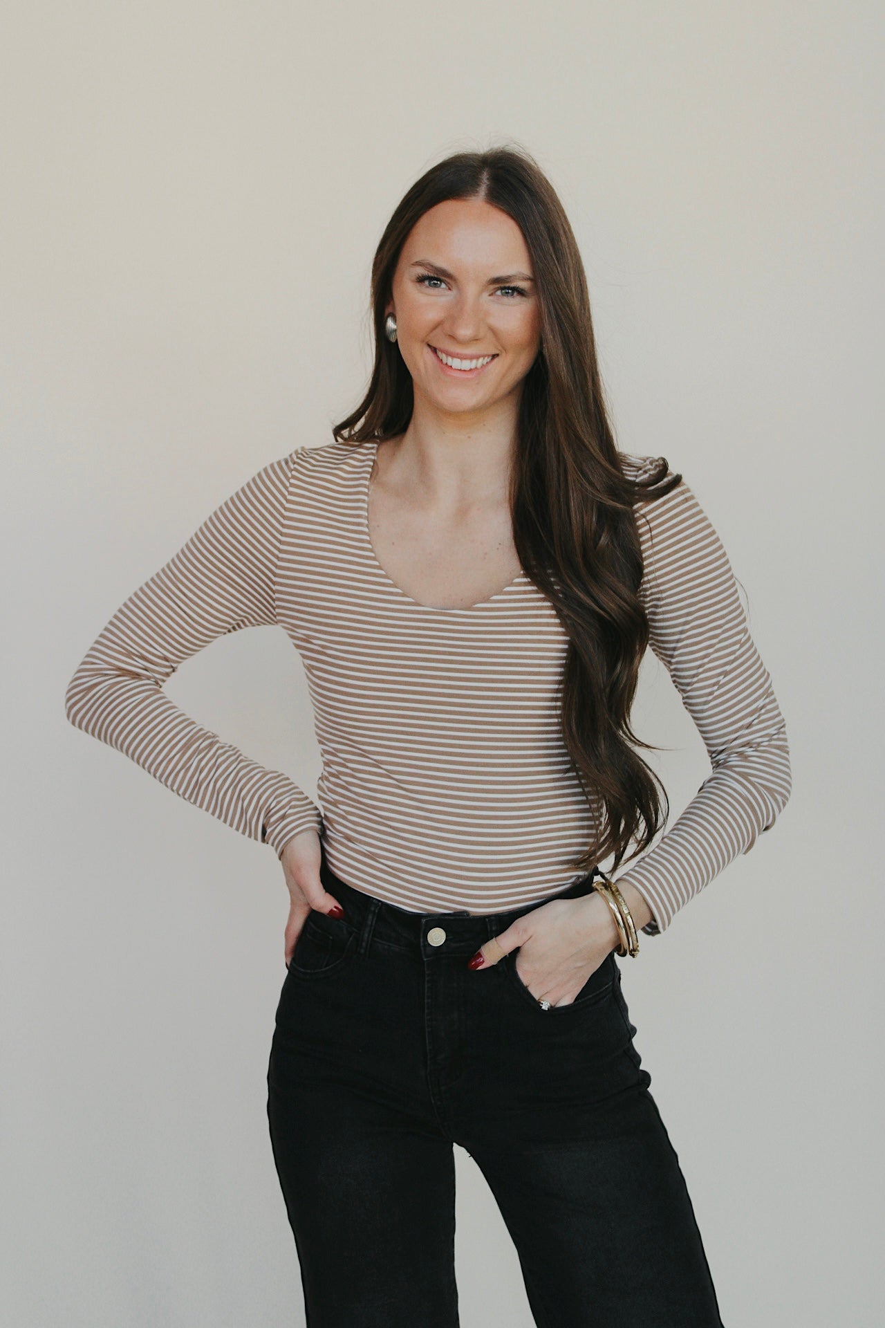 Ultra Soft Striped Long Sleeve - Mocha