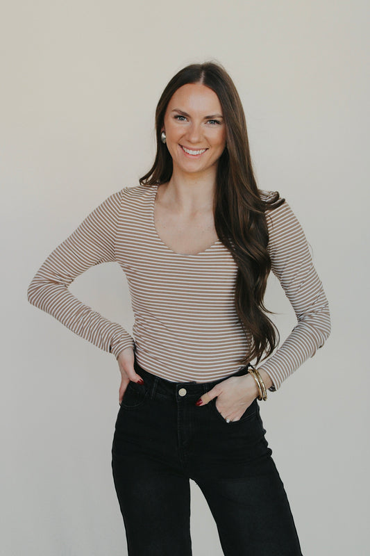 Ultra Soft Striped Long Sleeve - Mocha