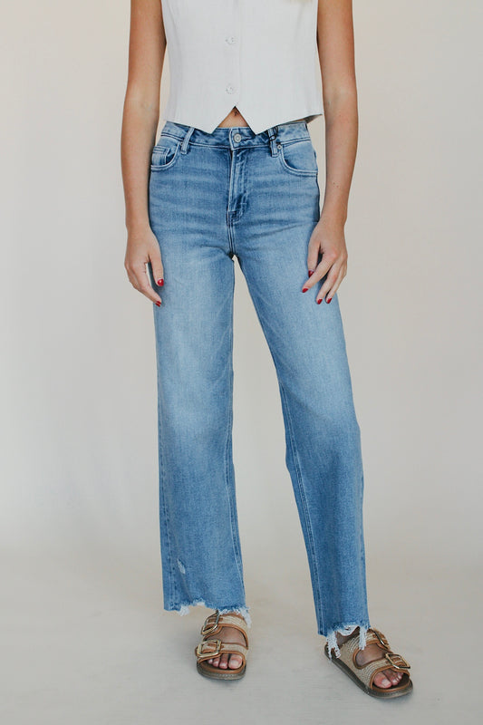 Hidden Frayed Hem Dad Jean