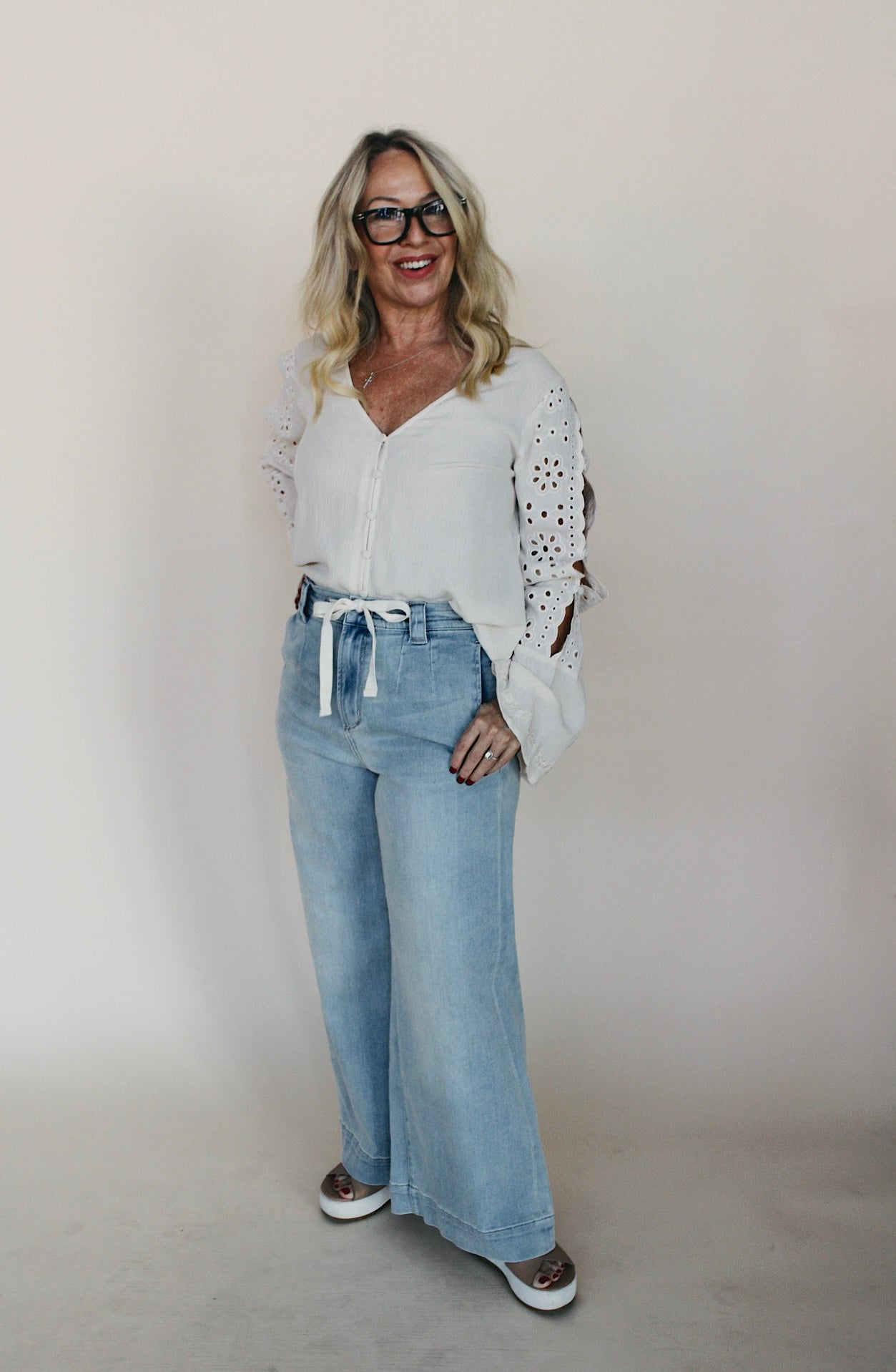Floral Embroidered V-Neck Top