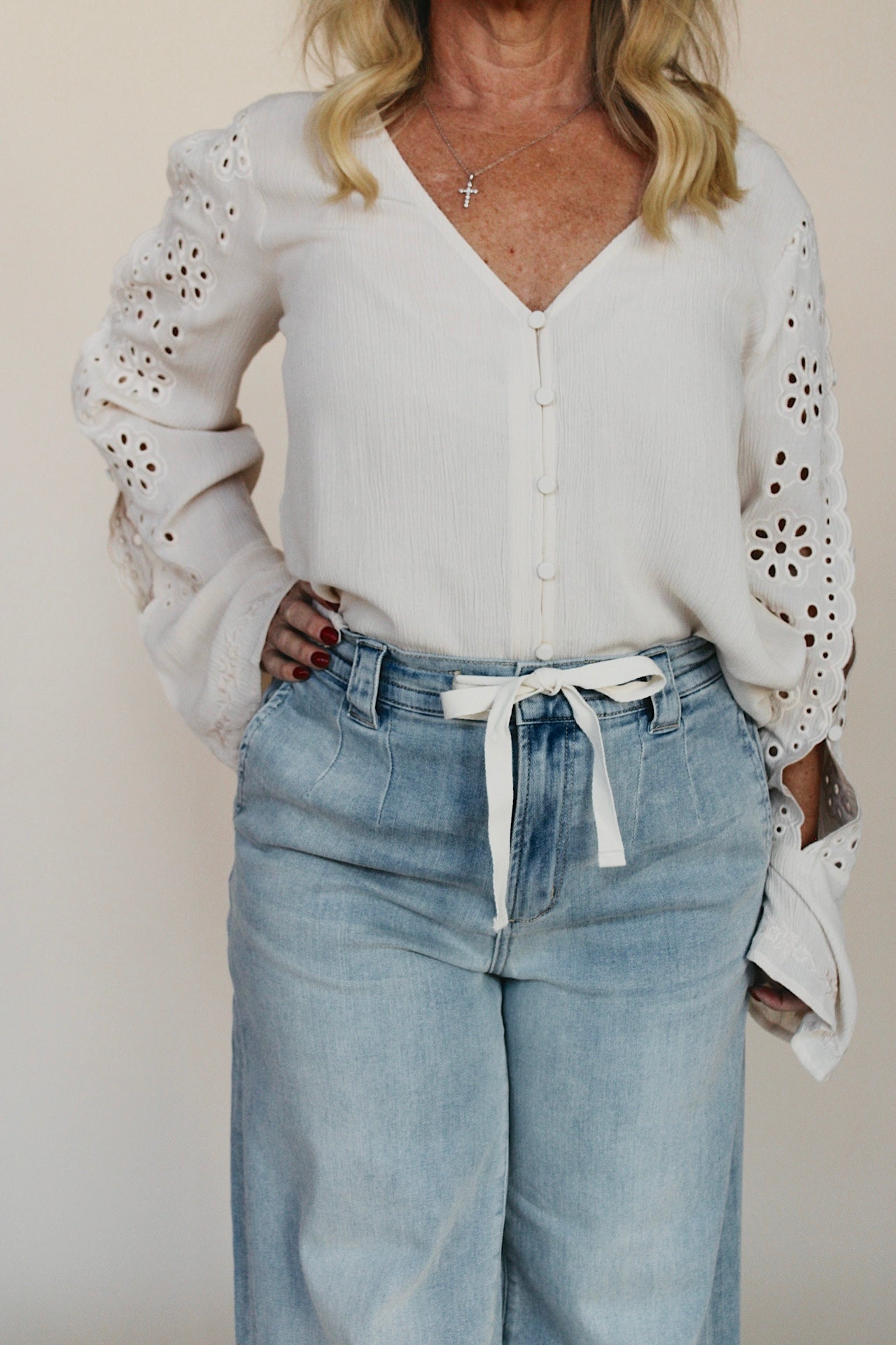 Floral Embroidered V-Neck Top