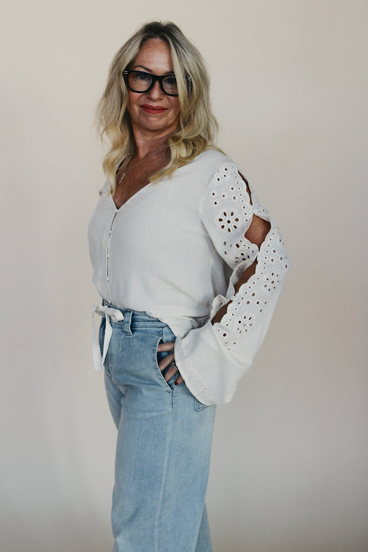 Floral Embroidered V-Neck Top