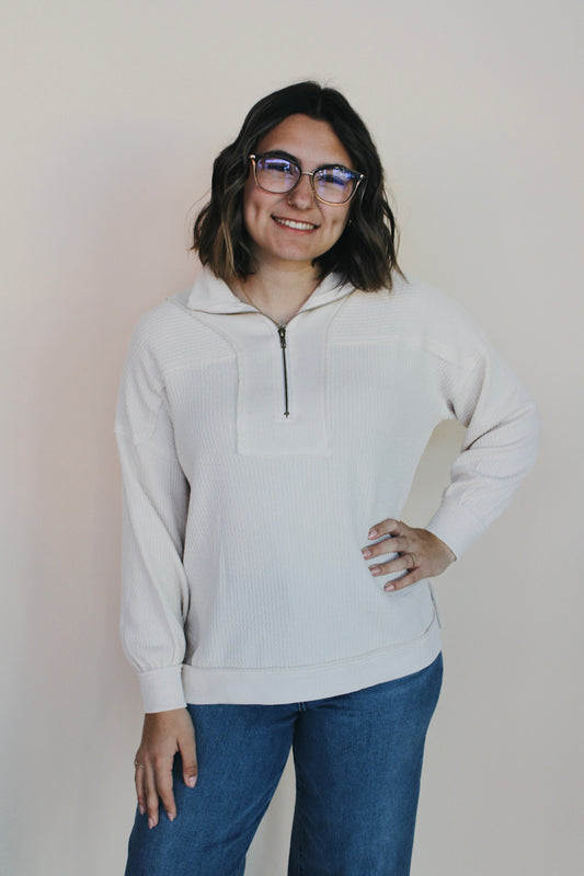 Mira Half Zip Waffle Knit