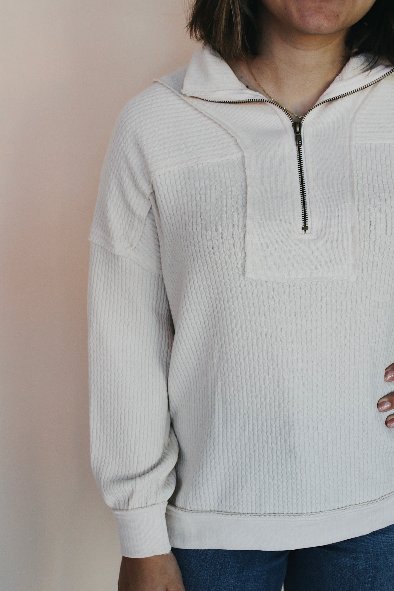 Mira Half Zip Waffle Knit