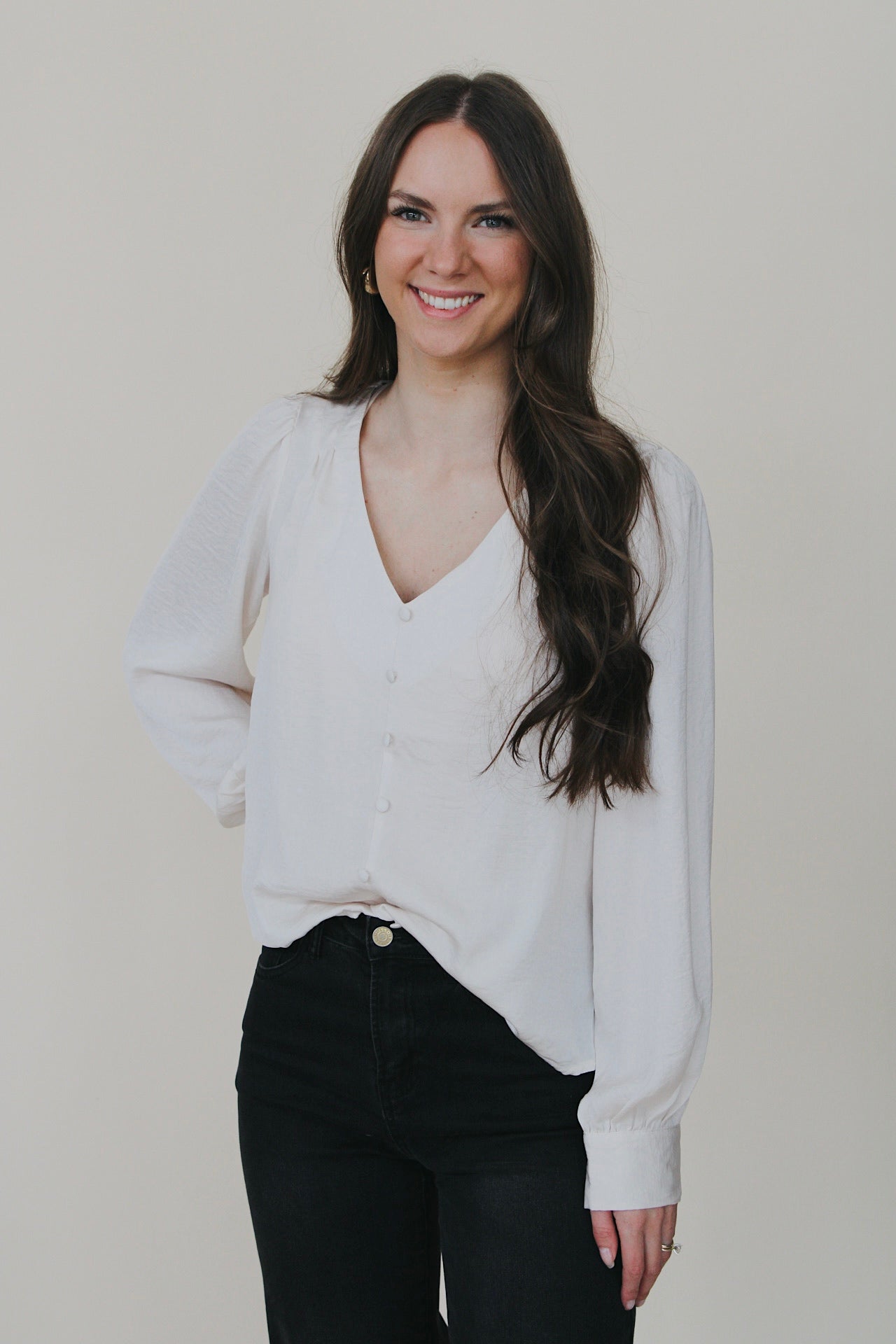 Lyra Satin V Neck Blouse