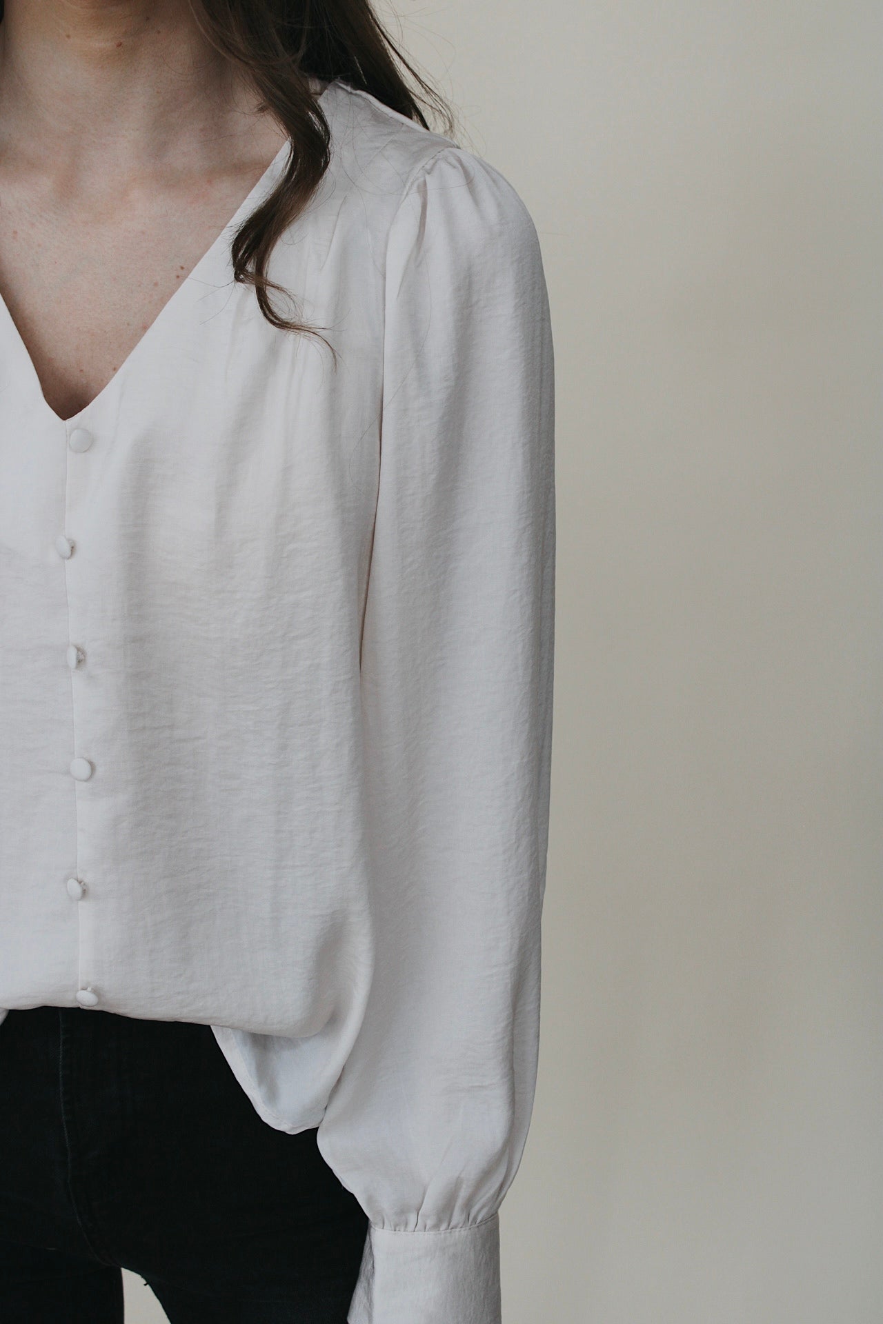 Lyra Satin V Neck Blouse