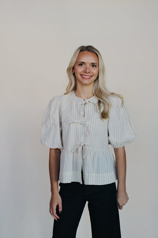 Ella Striped Tie Blouse