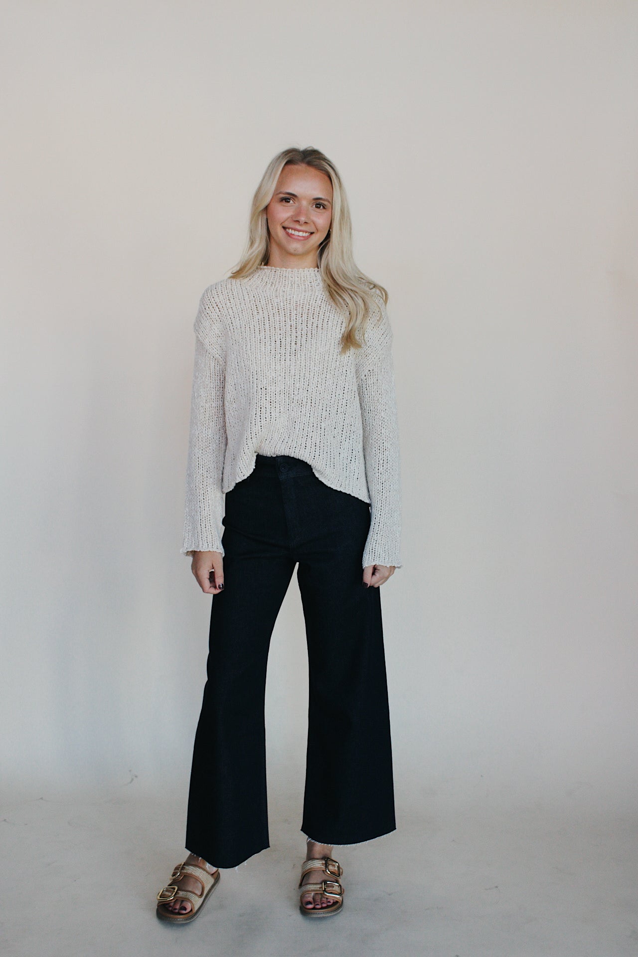 Denim Straight Wide Leg Pant