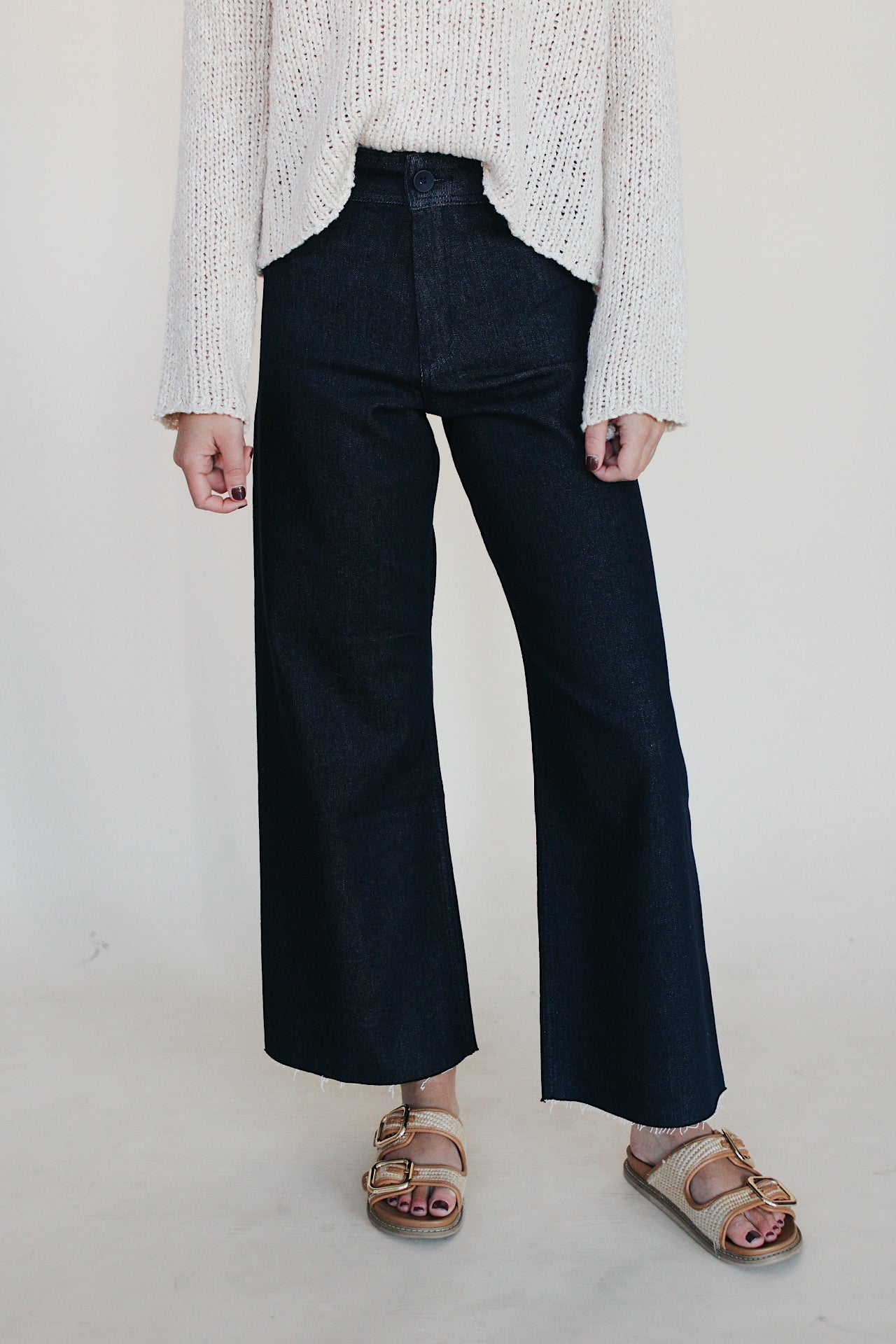 Denim Straight Wide Leg Pant