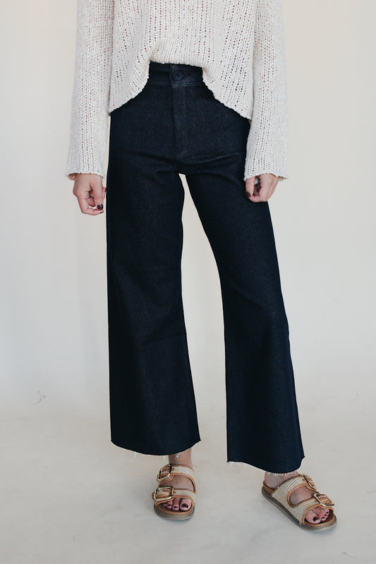 Denim Straight Wide Leg Pant
