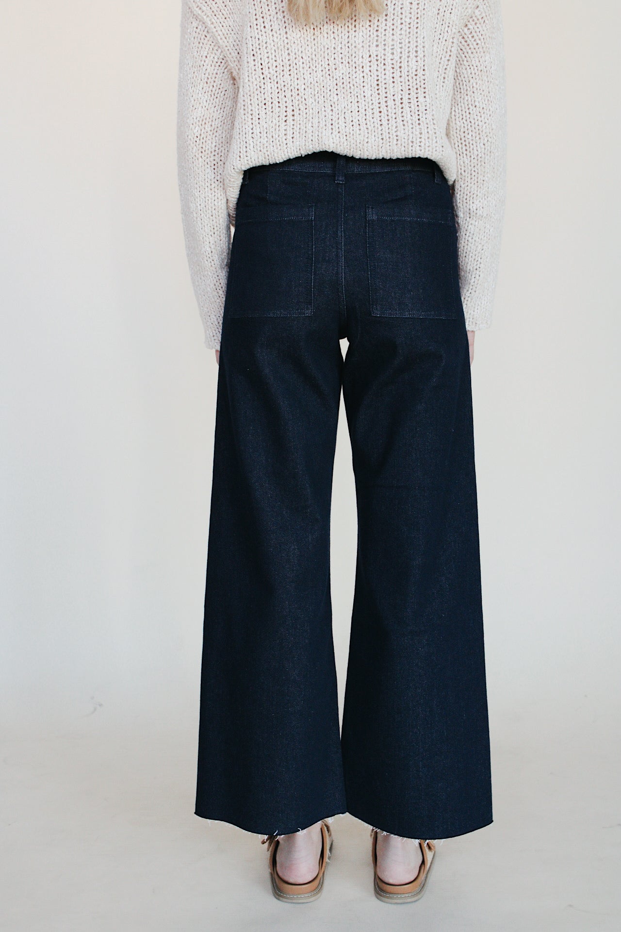 Denim Straight Wide Leg Pant