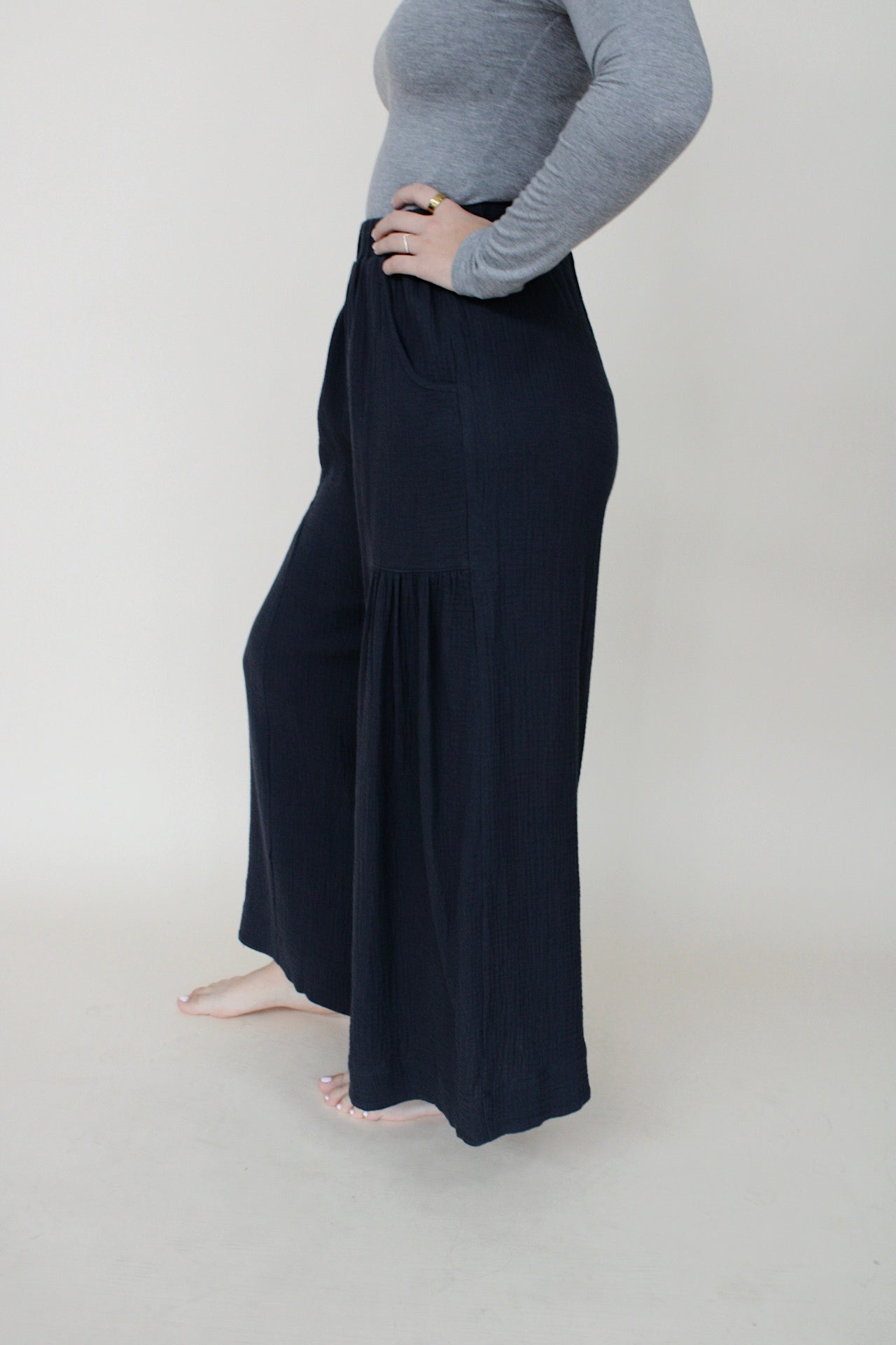 Gauze Elastic Pant - Black