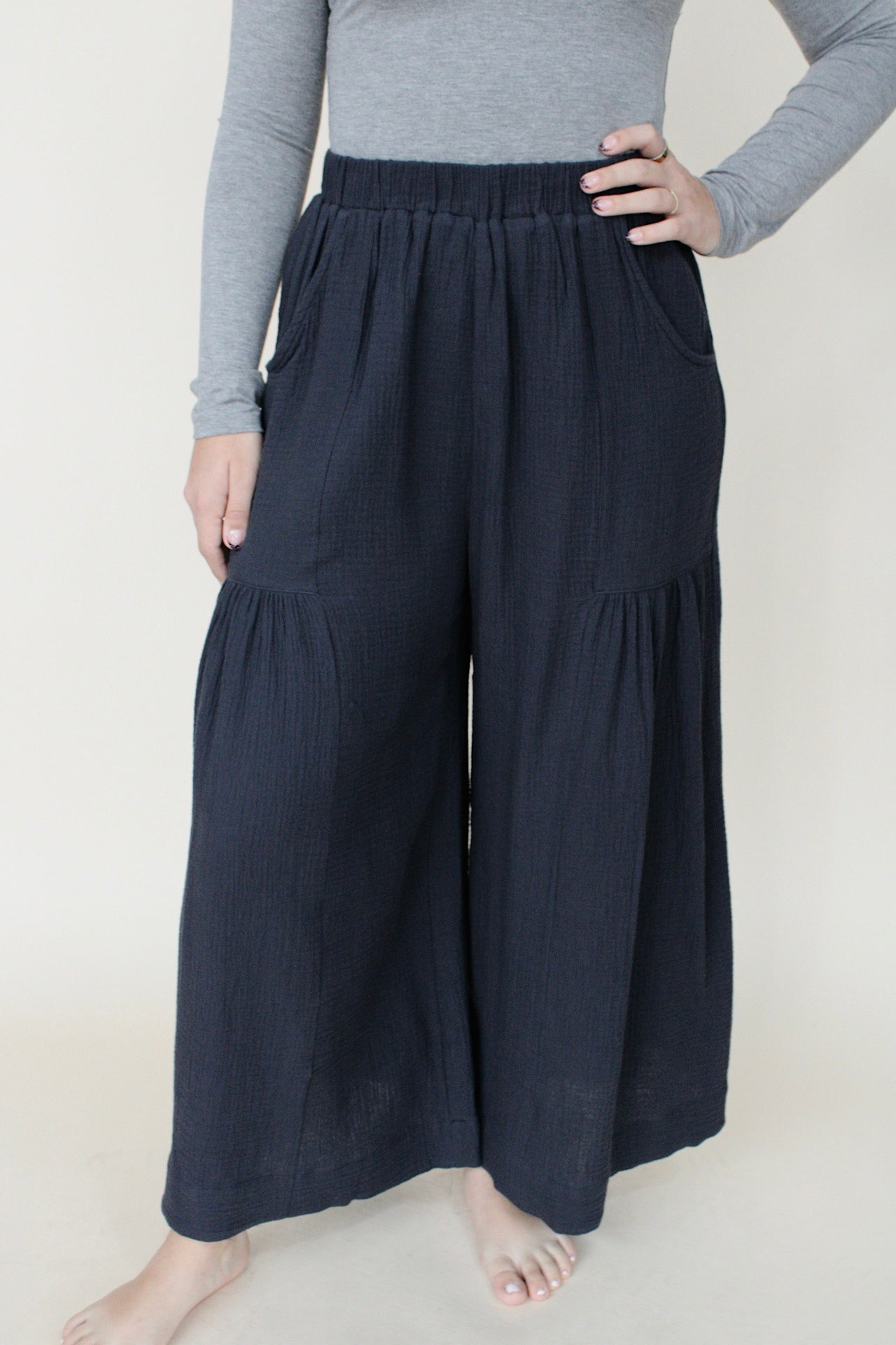 Gauze Elastic Pant - Black