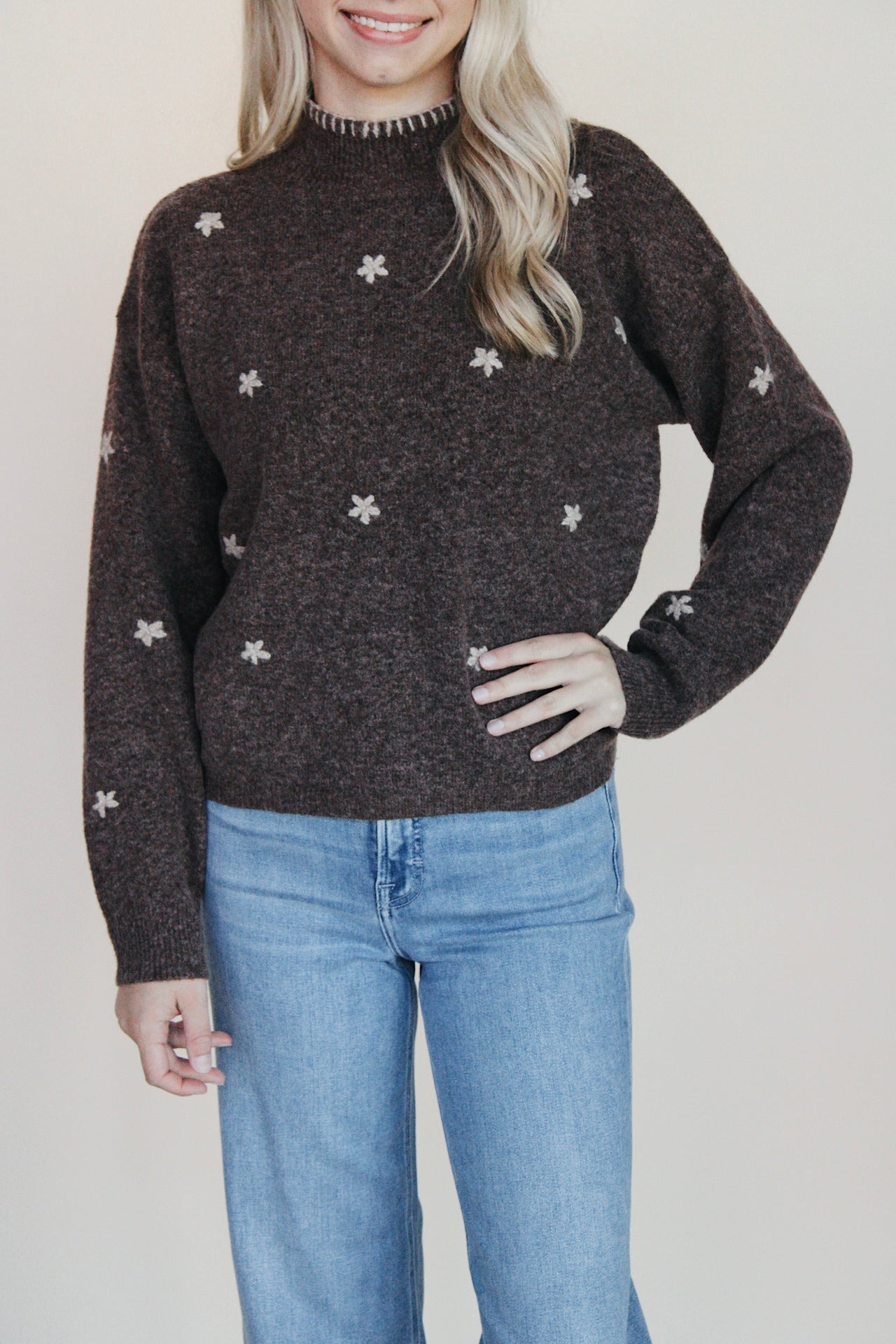 Sailor Floral Mock Neck Sweater