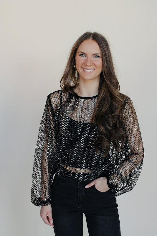 Sequin Mesh Long Sleeve