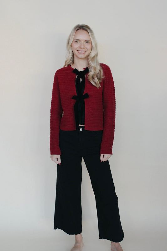 Nina Velvet Bow Cardigan