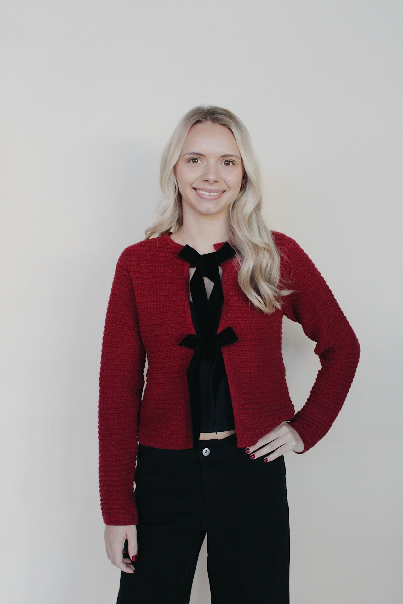 Nina Velvet Bow Cardigan