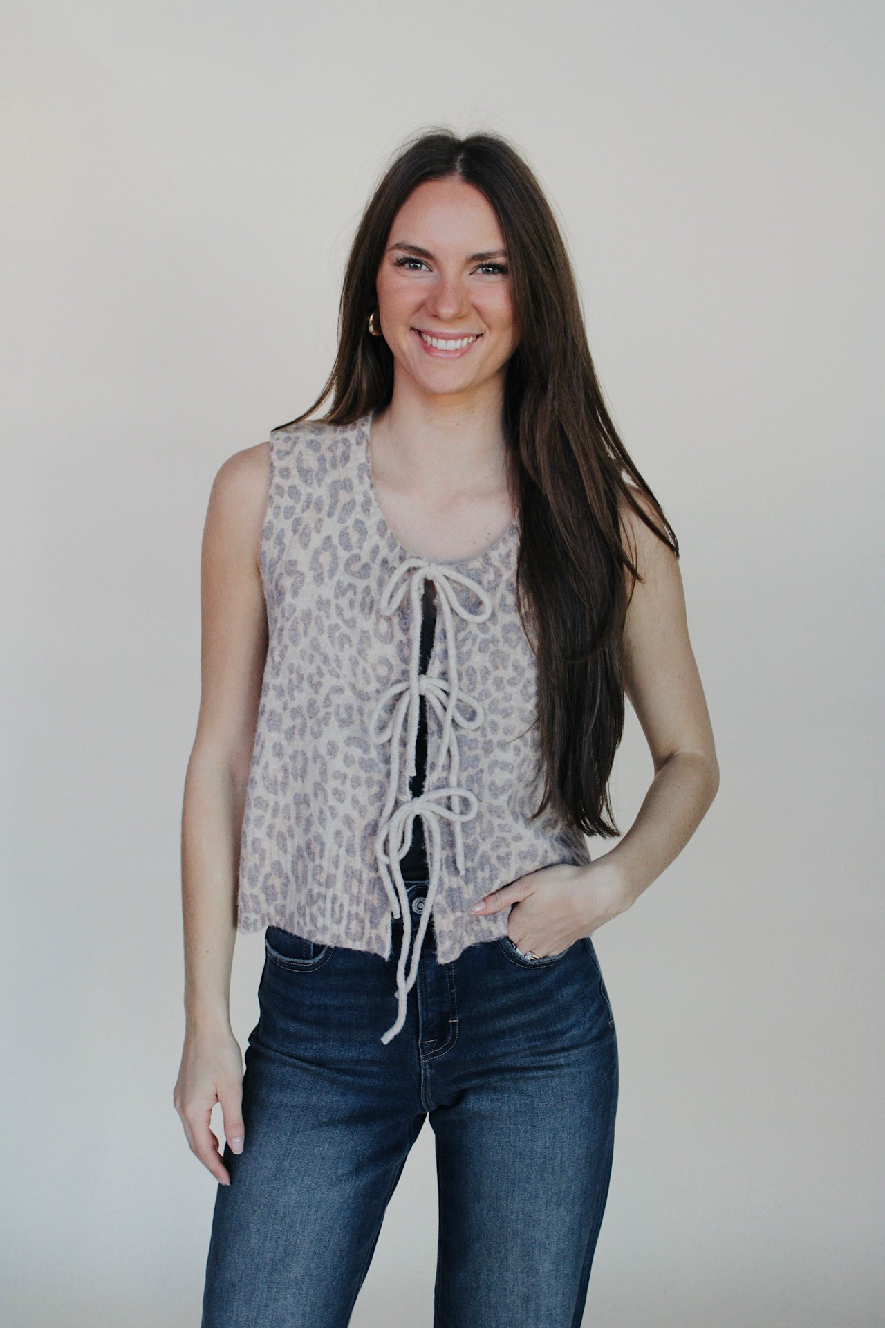 Abigail Leopard Knitted Vest