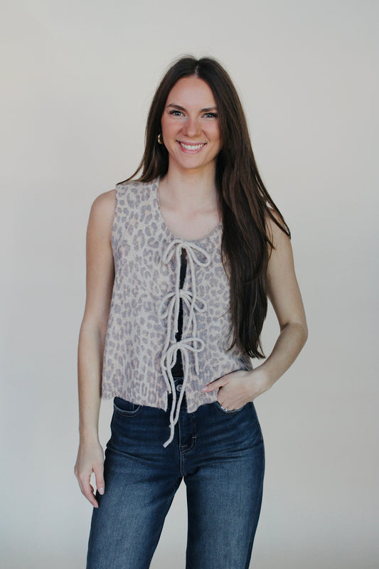 Abigail Leopard Knitted Vest