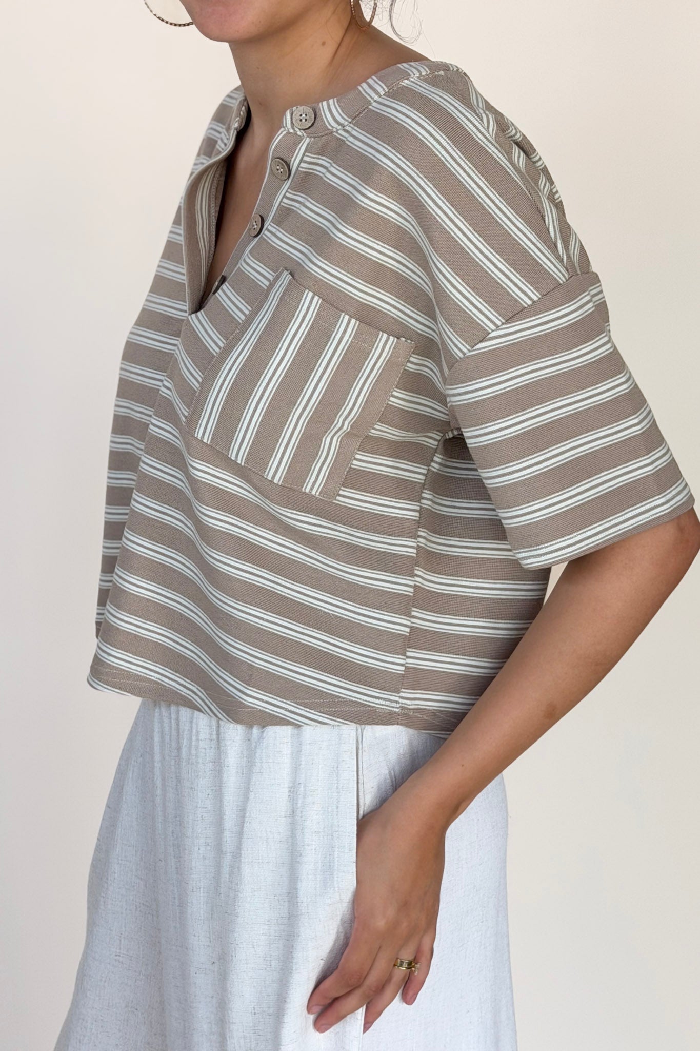 Elodie Stripe Henley Top