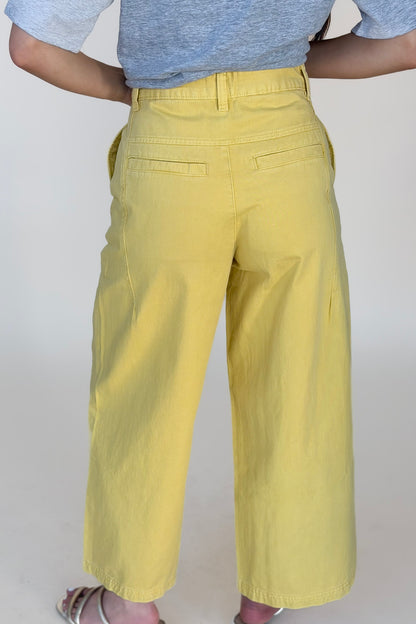 Lemon Cotton Barrel Pant