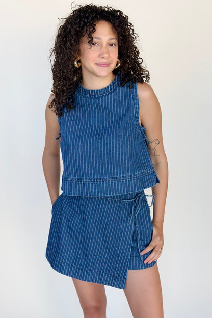Stella Pinstripe Denim Skort