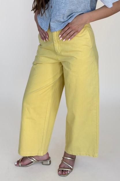 Lemon Cotton Barrel Pant