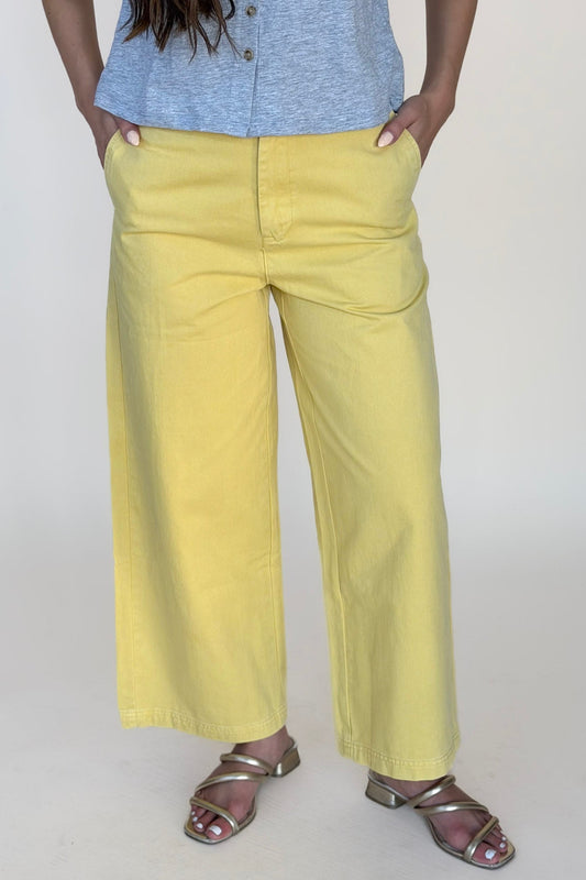 Lemon Cotton Barrel Pant