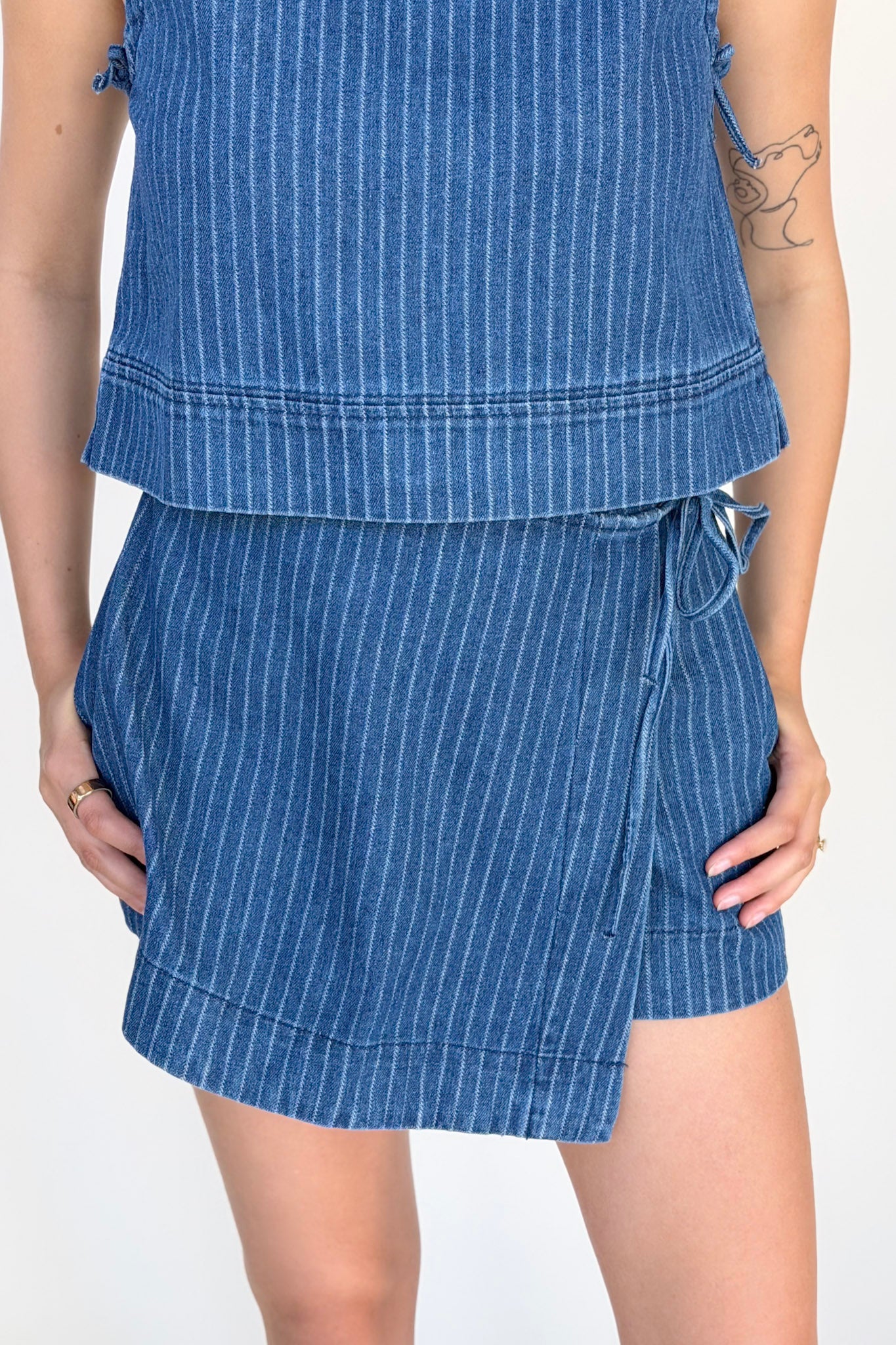 Stella Pinstripe Denim Skort