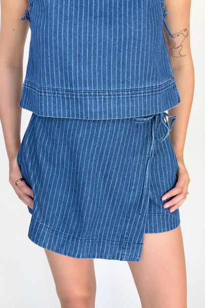 Stella Pinstripe Denim Skort